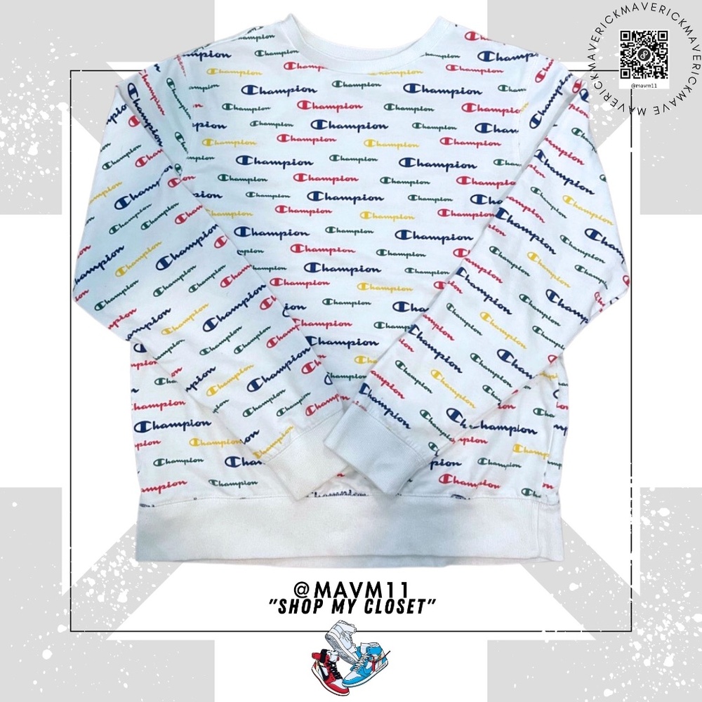 Champion long sleeve white with multi color